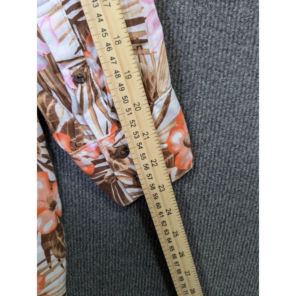 Lands End Linen Tunic Top Womens 1X Plus Floral Print Button Shirt Hawaiian - Picture 10 of 12